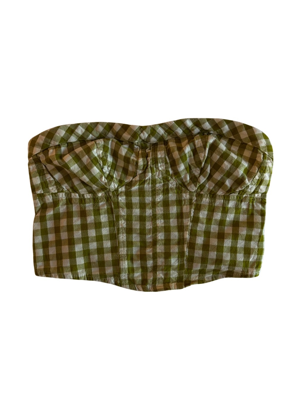 Free People Green Gingham Strapless Bustier Top